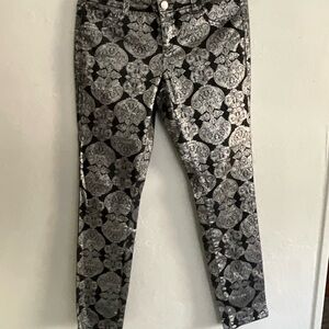 INC International Concepts Silver Paisley Skinny Jeans Size 8